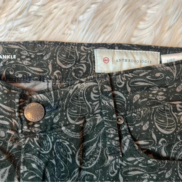 NWOT AG High Rise Stevie Slim Straight Ankle Velvet Pant Paisley Print Casual 28 - Picture 5 of 11